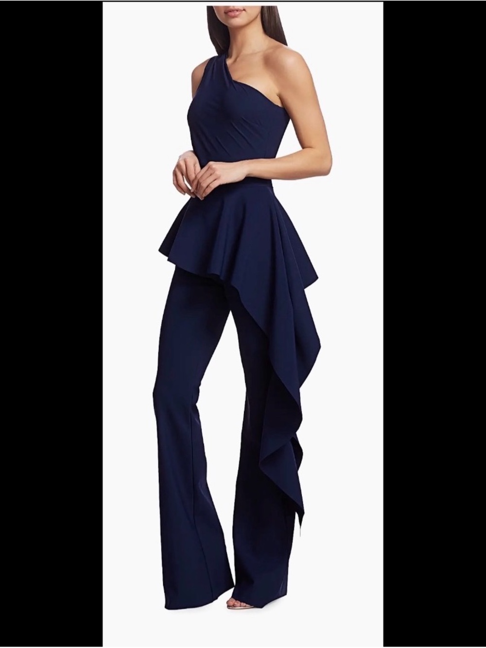 Chiara Boni La Petite Robe Kincso One Shoulder Peplum Navy Jumpsuit Sz 4 NWT